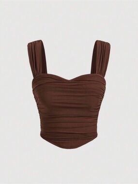 Brown Ruched Tank Top